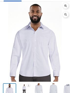 Men's Light Blue Micro-Check Dress Shirt Size XXL